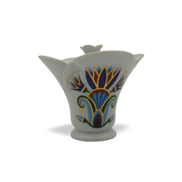 ELIZABETH ARDEN Porcelain Trinket Box Candle Jar Pharaohs Treasures Vintage 2.7" - Picture 2 of 9